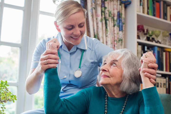 nurse assessing stroke victim