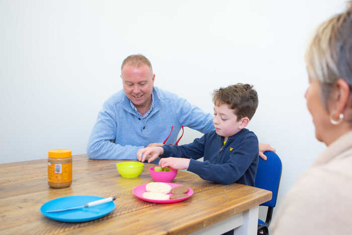 case manager with young boy